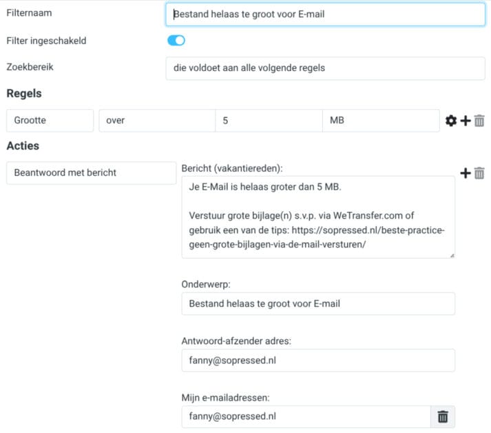 Best Practice : geen grote bijlagen via de Mail versturen 1 Roundcube Webmail Filters 07 16 2026 11 25 PM » SoPressed WordPress Divi & More